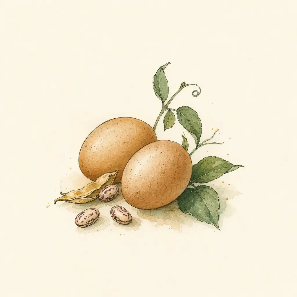 Two eggs and beans