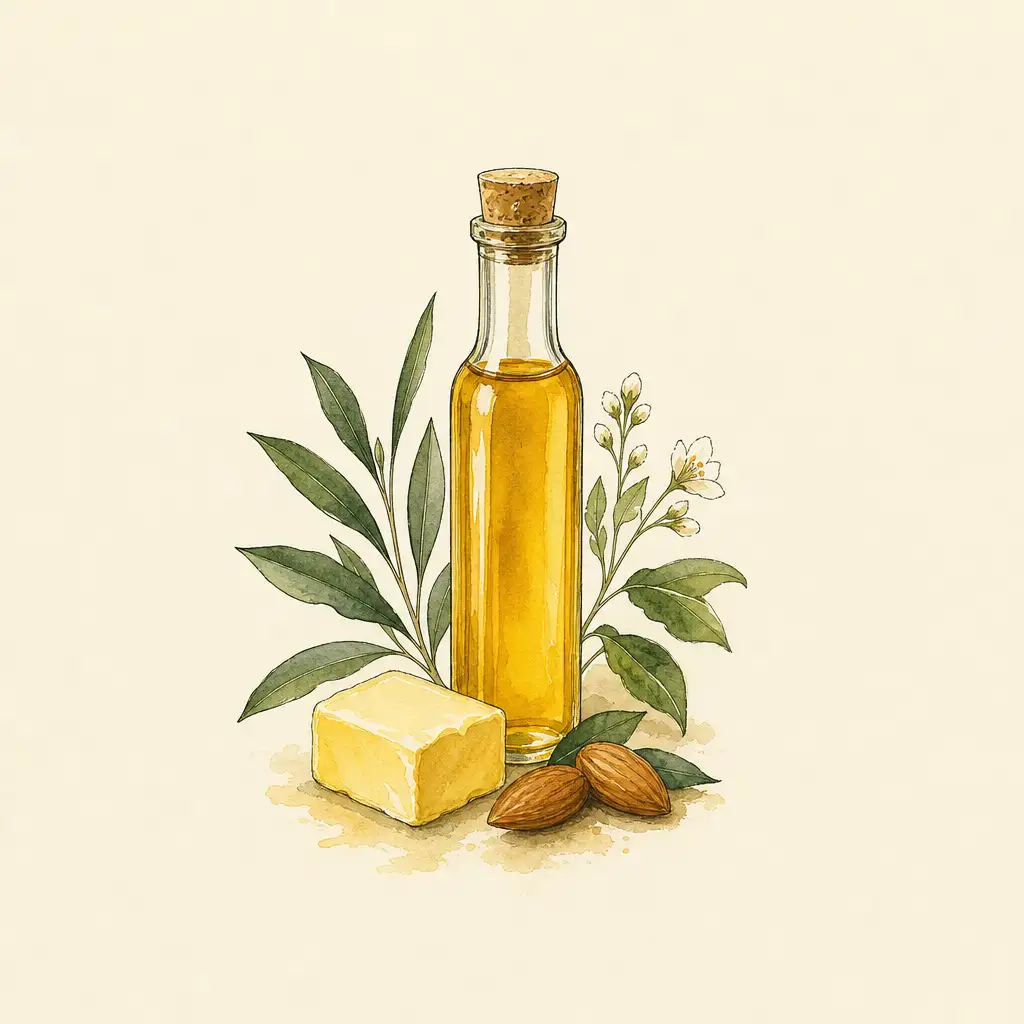 Oil, butter and almonds