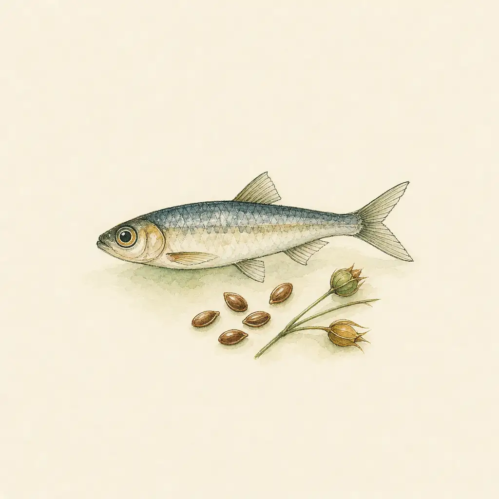 A fish and flax seeds