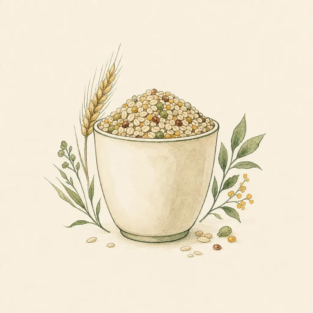 A cup of dry grains